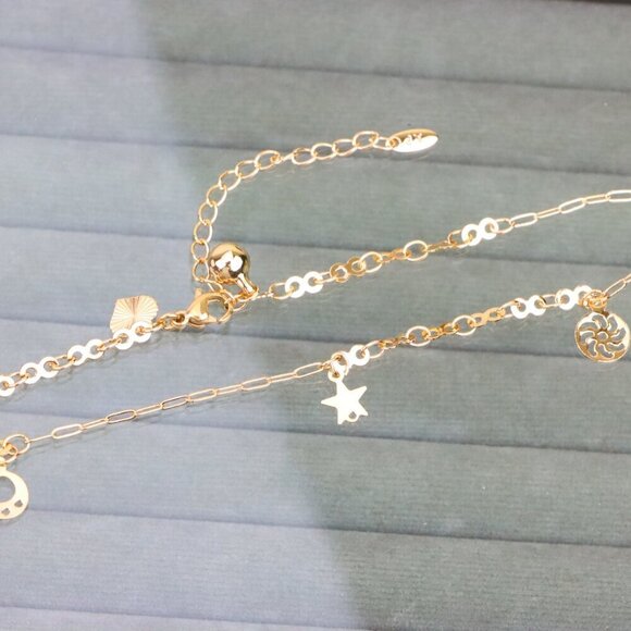 "Charming Rose Gold Anklet with Star & Circle Charms, XPAL1072 - Picture 11 of 12